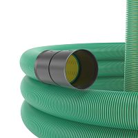 Двустенная труба ПНД гибкая дренажная д.90мм, SN8, перфорация 360 град., в бухте 50м, цвет зеленый | код 140990-8K | DKC