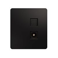 Розетка ROUND компьютерная RJ45 кат6 + TV с/у оникс KRANZ | код KR-78-0722-3 | KRANZ