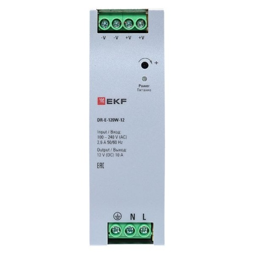 Блок питания на дин рейку 120 вт,Uвх ~ 220 В AC , Uвых - 12 В DC постоянного тока | код DR-E-120W-12 | EKF фото 4 Блок питания на дин рейку 120 вт,Uвх ~ 220 В AC , Uвых - 12 В DC постоянного тока | код DR-E-120W-12 | EKF фото 4