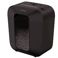 Шредер Fellowes PowerShred LX25 черный (секр.P-4) перекрестный 6лист. 11.5лтр. скрепки скобы пл.карты | код 1583186 | FELLOWES