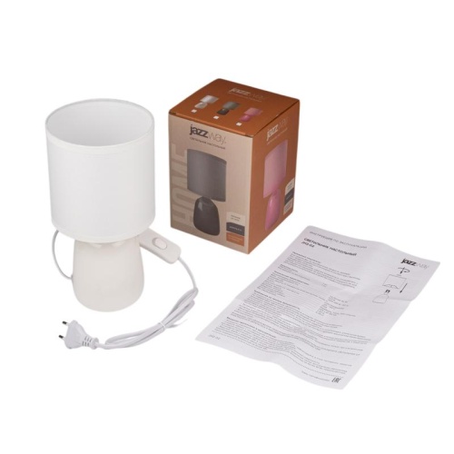 Светильник настольный JH2-02-wh E14 IP20 130х130х255мм керамика; ткань; PVC-пластик бел. JazzWay 5062313 фото 6