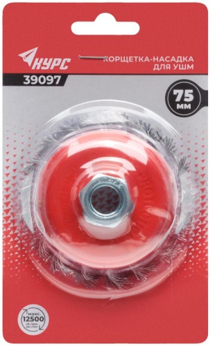 Корщетка-чашка, гайка М14, стальная витая проволока 75 мм, блистер | код 39097 | FIT фото 3