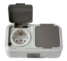 Беларусь Розетка двойная с заземлением наружная IP44 | код. Розетка РА16-303 | БелТИЗ