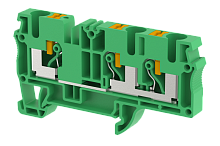 Клемма проходная PUSH-IN 6 мм2, на 3 подключения, зеленая PQ6-1X2-GREEN | код 3104050003 | Elmex