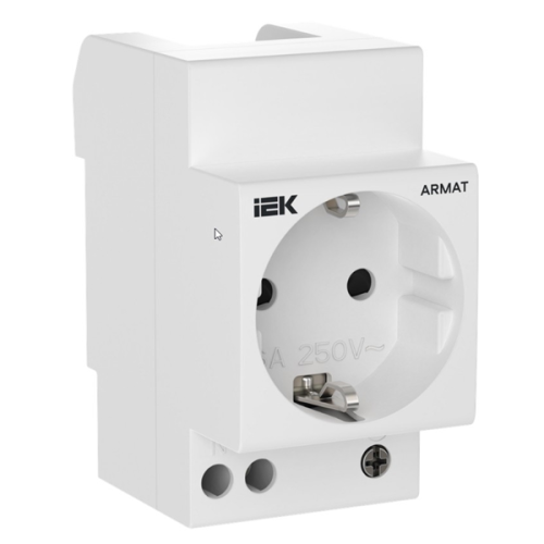 ARMAT Розетка на DIN-рейку 45мм с заземл. с з/ш 16А IEK | код AR-SOD-G-GND-S-016 | IEK