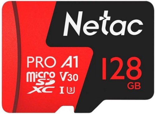 Флеш карта microSDXC 128GB Netac NT02P500PRO-128G-S P500 Extreme Pro A1 w/o adapter | код 1913306 | NETAC