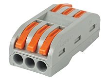 Соединительная проходная клемма 3 полюс СК 413-3 (0.4-2.5мм2 и 0.5-4.0мм2) HLT | код 081-19-021 | HLT
