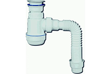 Сифон МИНИ ЭЛИТ гофрированный с нержавеющей чашкой D63 мм удлинённый L1200 мм 1'1/4- D40/50 | код 30986362 | VIRPlast