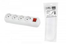 Колодка розеточная 4 гнезда 2П+3 c выключателем 16А 250В белая серии Народная | код SQ1806-0421 | TDM НАРОДНЫЙ