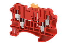 Клемма проходная винтовая 2,5 мм2 с размыкателем, на 4 подключения, красная TQK2.5-2X2-RED | код 1202150002 | Elmex