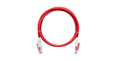 Шнур коммутационный NIKOMAX с замком U/UTP 4 пары, Кат.5е (Класс D), 100МГц, 2хRJ45/8P8C, T568B, многожильный, BC (чистая медь), 24AWG (7х0,195мм), LSZH нг(А)-HFLTx, красный, 1м | код NMC-PC4UD55B-010-CS-RD | NIKOMAX