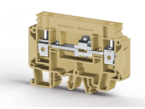 375 804, Клеммник измерительный с 2-мя тест. разъемами, 10мм.кв., (бежевый), WGO2N | код 0.0.0.3.75804 | KLEMSAN