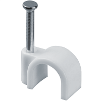 Скоба крепежная круглая с гвоздем d6мм OCR-06-50 пластик. (уп.50шт) ОНЛАЙТ 90690