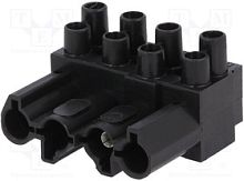 Розеточная контактная вставка, 4 полюса, 2 точки подключения к контакту, винтовая фиксация, номинальное напряжение: 250/400V, номинальный ток: 16A, цвет: черный, серия gesis ST18/4 | код 93.031.4853.0 | Wieland