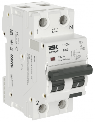 ARMAT АВДТ B10N 1P+NP B50 100мА тип A (36мм) IEK | код AR-B10N-1N-B050A100 | IEK ARMAT АВДТ B10N 1P+NP B50 100мА тип A (36мм) IEK | код AR-B10N-1N-B050A100 | IEK
