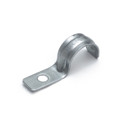 Скоба металлическая однолапковая усиленная противопожарная СМОУ d19-20 мм отв. d 6,5 мм (100шт/1200шт уп/кор) Промрукав | код PR13.02425 | ПРОМРУКАВ