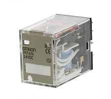 Реле серии MY-GS, форма контактов 4PDT, механический индикатор, напряжение питания 24VDC, коммутируемый ток 3 А | код 686153 | OMRON