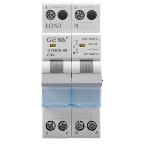 Переключатель модульный GYHO8-63, 2CO, 32A(AC-22A), тип 1-0-2, 2M | код GYHO8632P32 | GEYA