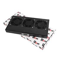 Модуль вентиляторный 19 1U, 3 вентилятора, регул. глубина 200-310 мм с контроллером, черный | код R-FAN-3K-1U-9005 | REM