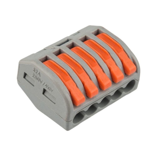 Клемма универсальная многоразовая 222-415 5-проводная 0.08-2.5(4)кв.мм (уп.40шт) | код 07-5255-4 | Rexant Клемма универсальная многоразовая 222-415 5-проводная 0.08-2.5(4)кв.мм (уп.40шт) | код 07-5255-4 | Rexant