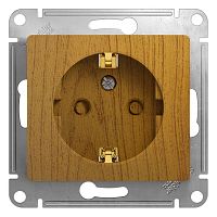 Розетка GLOSSA, скрытый монтаж, с заземлением, со шторками, дуб | код. GSL000545 | Schneider Electric