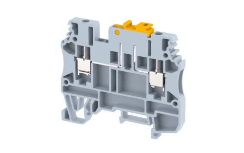 Клемма проходная винтовая 2,5 мм2 с размыкателем, с тестовым гнездом, на 2 подключения, серая DUTKD2.5TS-GREY | код 1702160000 | Elmex
