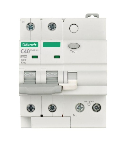 Устройство защиты от дугового пробоя 2п 40А УЗДП-103 6кА DEKraft 19093DEK Устройство защиты от дугового пробоя 2п 40А УЗДП-103 6кА DEKraft 19093DEK