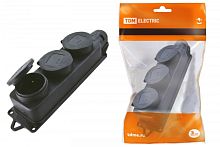 Розетка трехместная с заглушками каучук 2Р+РЕ 16А 250В IP44 TDM | код SQ0612-0008 | TDM