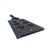 Модуль вентиляторный потолочный для шкафов серии R глубиной 1000мм на 6 элементов потолочный без термостата, черный RAL 9005 | код NTSS-FAN6/1000-BL | NTSS