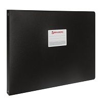 Папка на 4 кольцах БОЛЬШОГО ФОРМАТА А3, ГОРИЗОНТАЛЬНАЯ, 30 мм, черная, 0,8 мм, BRAUBERG Стандарт, 225768 | код 225768 | BRAUBERG