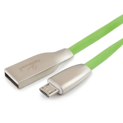 Кабель USB 2.0 Cablexpert CC-G-mUSB01Gn-1M, AM/microB, серия Gold, длина 1м, зеленый, блистер | код CC-G-mUSB01Gn-1M | Cablexpert