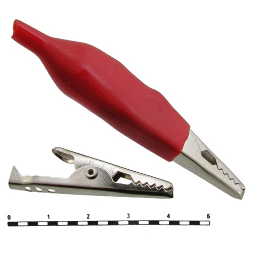 Зажим-крокодил RUICHI 8-0027 под пайку/обжим, 11 мм, 10 А, красный | код 70086 | Ruichi