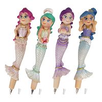 Ручка фигурная РУСАЛОЧКИ-2, СИНЯЯ, 4 дизайна ассорти, линия письма 0,5 мм, дисплей, BRAUBERG, 142773 | код 142773 | BRAUBERG