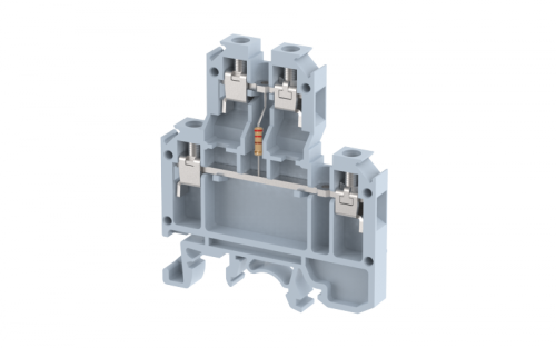 Клемма проходная винтовая с электронными компонентами 2,5 мм2, двухуровневая, с резистором, на 4 подключения, синяя KUDD4R_MTXXX-BLUE | код 1102520361 | Elmex
