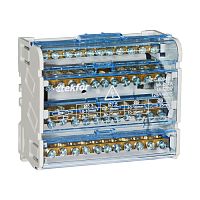 Шина нулевая в корпусе на DIN-рейку SNK-2-4-11-Ni, никелированная, в корпусе 4 шины по 11отв., крепление на DIN-рейку | код A8300-06-09-011 | РЕЛЕ И АВТОМАТИКА