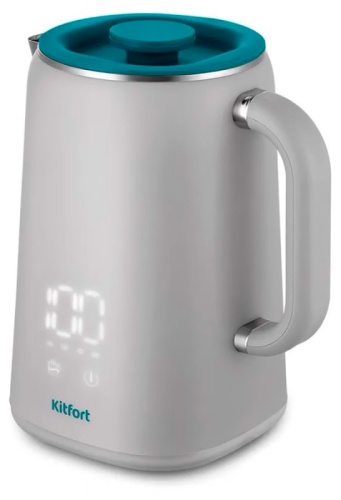 Чайник электрический Kitfort КТ-6687 1.7л. 1500Вт серый/бирюзовый корпус: пластик/металл | код 2059225 | KITFORT