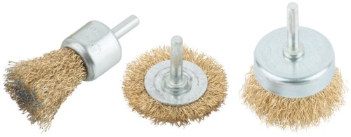 Корщетки со штифтом, набор 3 шт (колесо 50 мм / чашка 50 мм / венчик 25 мм) | код 38561М | FIT