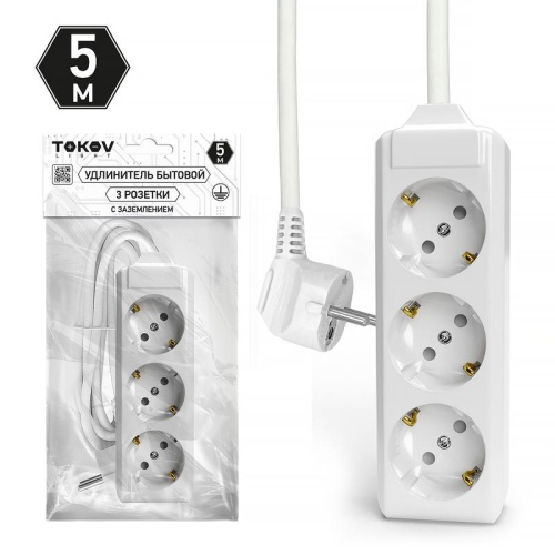 Удлинитель 3х5м с заземл. 10А 3х1.5 TOKOV LIGHT TKL-C01-BU3-5-1.5-Z Удлинитель 3х5м с заземл. 10А 3х1.5 TOKOV LIGHT TKL-C01-BU3-5-1.5-Z
