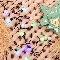 Гирлянда "Шарики" 5м d25мм 25LED RGB провод темно-зел. ПВХ 6Вт 220В IP20 | код 303-559 | Neon-Night