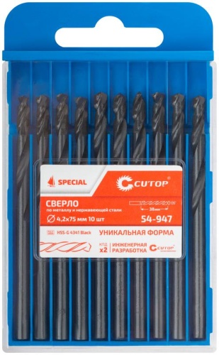 Сверло по металлу Special, HSS-G, 4,2x75/38 мм, 10 шт. | код 54-947 | FIT фото 3 Сверло по металлу Special, HSS-G, 4,2x75/38 мм, 10 шт. | код 54-947 | FIT фото 3