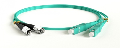 Патч-корд волоконно-оптический (шнур) MM 50/125(OM3) FC-SC duplex LSZH 1 м, Hyperline FC-D2-503-FC/PR-SC/PR-H-1M-LSZH-AQ | код 247679 | Hyperline