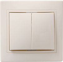 Выключатель 2-клавишный ВС10-2-0-Км 10А керамика КВАРТА кремовый | код EVK20-K33-10-K | IEK