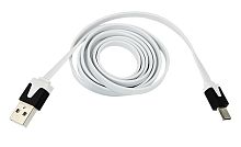 USB кабель универсальный microUSB шнур плоский 1 м белый | код 18-4274 | REXANT