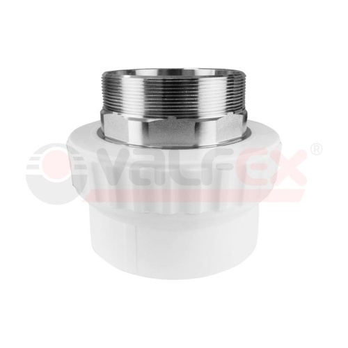 Муфта комбинированная 50 х 1 1/2' НР под ключ полипропиленовая PPR белая | код 10135050 | VALFEX