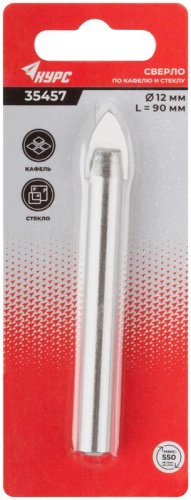 Сверло по кафелю, стеклу 12х90 мм | код 35457 | FIT фото 3