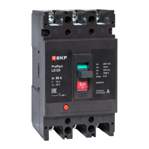 Автоматический выключатель LS125 18кА 3P 80А ProPact EKF | код mccb-125-18-3-80-ls | EKF Автоматический выключатель LS125 18кА 3P 80А ProPact EKF | код mccb-125-18-3-80-ls | EKF