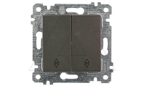 Rita - Переключатель двухклавишный, пруж. зажимы, дымчатый | код 2200-404-0195 | Mutlusan