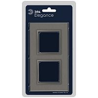 Рамка для розеток и выключателей Elegance 14-5202-16 на 2 поста, металл, титан | код Б0065843 | ЭРА