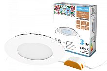 Светильник ультратонкий встраиваемый светодиодный Даунлайт НАРОДНЫЙ СВО (белый) 3 Вт 6500К | код SQ0329-0545 | TDM НАРОДНЫЙ