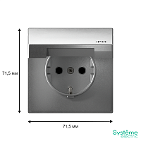 ARTGALLERY РОЗЕТКА с заземлнием, со шторками, с крышкой, 16А, IP44, механизм, быстрозажимные клеммы, алюминий | код GAL440346S | Systeme Electric